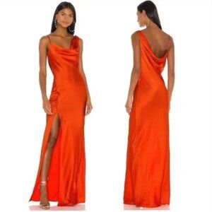 JAY GODFREY Justine cowl neck maxi slip dress in Sunkist orange